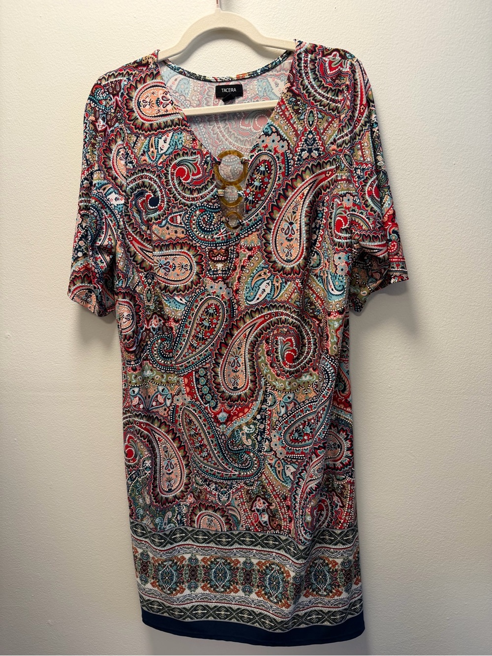 Tacera Knit Straight Knee Length Dress 1X Tortoise Rings